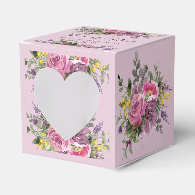 Caja Para Regalos Boda floral Boho Magenta Purple Pink Mauve (Anverso)