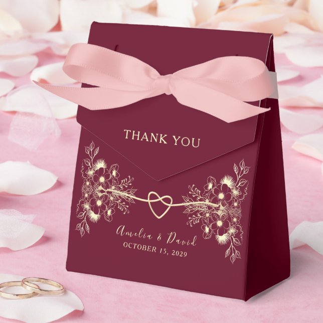 Caja Para Regalos Boda Floral Borgoña (Boda)