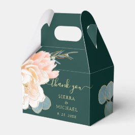 Caja Para Regalos Boda floral crema de oro verde esmeralda de moda