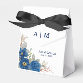 Caja Para Regalos Boda floral de acuarela azul vintage
