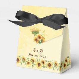 Caja Para Regalos Boda floral de acuarela de girasol rústico