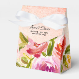 Caja Para Regalos Boda floral de acuarela rosa melocotón