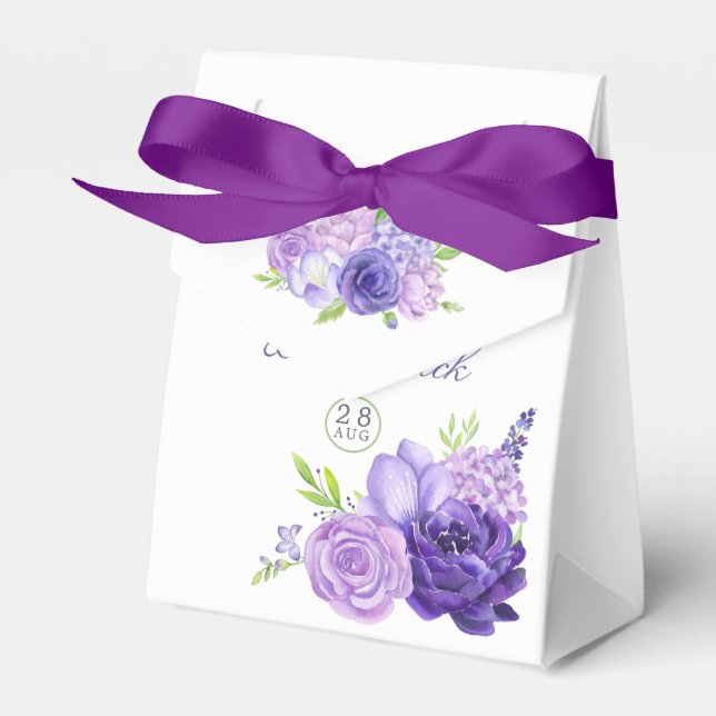 Caja Para Regalos Boda floral de acuarela ultra violeta (Front Side)