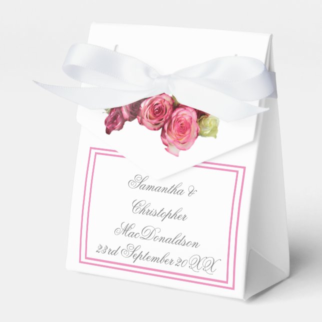 Caja Para Regalos Boda floral de borde rosa rosado (Front Side)