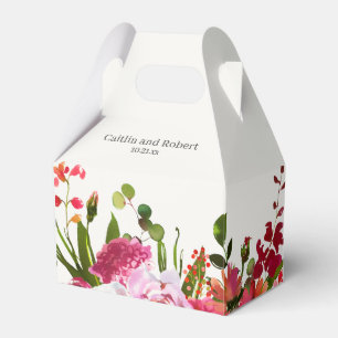 Caja Para Regalos Boda floral de color acuático de jardín rosa