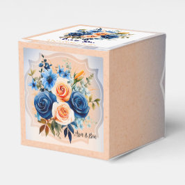 Caja Para Regalos Boda floral de color azul marino y pintura de colo