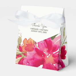 Caja Para Regalos Boda floral de color verde fucsia románica