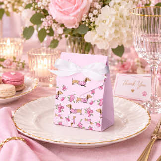 Caja Para Regalos Boda floral de Dachshund y peonías rosadas