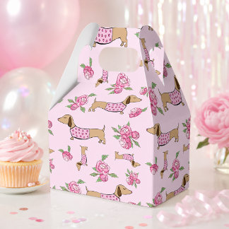 Caja Para Regalos Boda floral de Dachshund y peonías rosadas