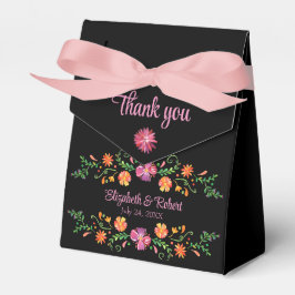 Caja Para Regalos Boda Floral de Fiesta Mexicana Negra