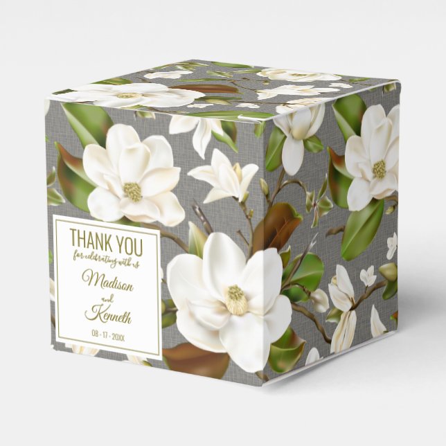 Caja Para Regalos Boda Floral de Magnolia (Costado Anverso)