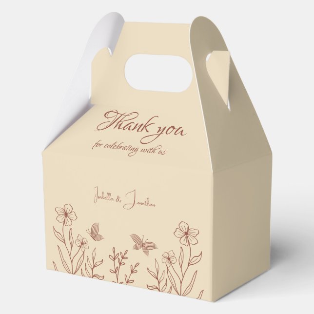 Caja Para Regalos Boda floral de terracota romántica y elegante (Anverso)