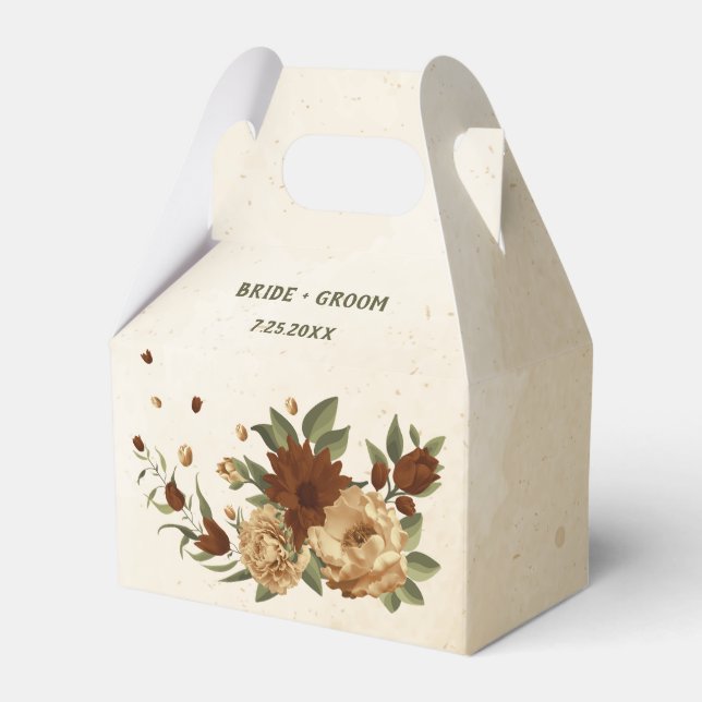 Caja Para Regalos boda floral de terracota rústica (Front Side)