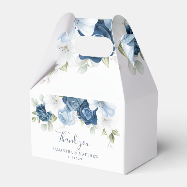 Caja Para Regalos Boda Floral Dusty Blue Bloom (Front Side)
