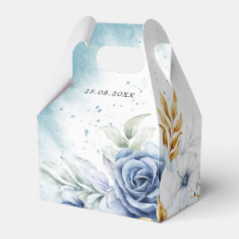 Caja Para Regalos Boda Floral Dusty Blue White Gold