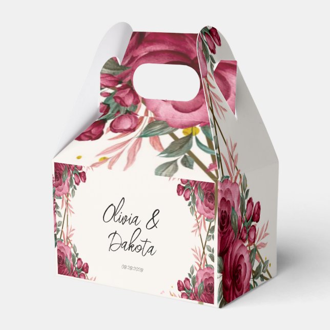 Caja Para Regalos Boda floral geométrica Rosa (Front Side)