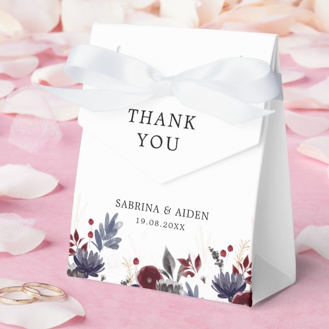 Caja Para Regalos Boda floral gótica azul borgoña de la Marina (Boda)