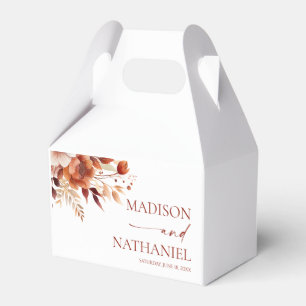 Caja Para Regalos Boda Floral Marrón Burgundy Oxidado