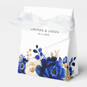 Caja Para Regalos Boda floral metálico Royal Blue Yellow Gold