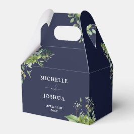 Caja Para Regalos Boda Floral Moderna Verde Azul Marino