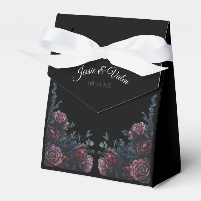 Caja Para Regalos Boda floral oscuro Gothic Black Elegant (Front Side)