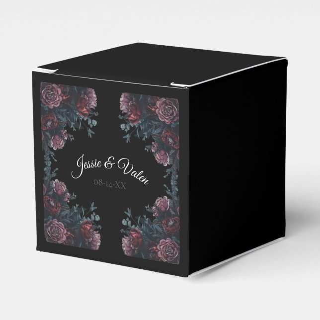 Caja Para Regalos Boda floral oscuro Gothic Black Elegant (Costado Anverso)