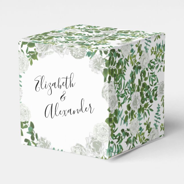 Caja Para Regalos Boda floral rosa blanca y negra (Costado Anverso)