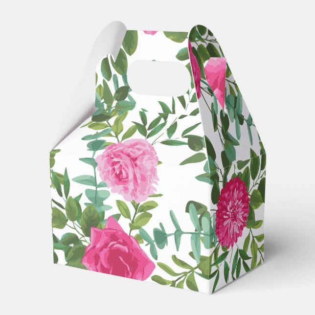 Caja Para Regalos Boda floral rosa brillante (Front Side)