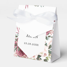 Caja Para Regalos Boda floral rosa de crema de marfil de Borgoña mod