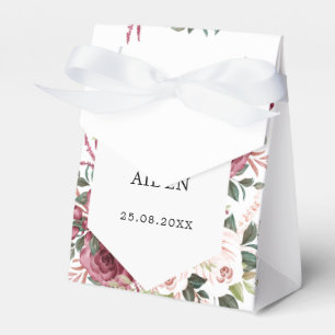 Caja Para Regalos Boda floral rosa de crema de marfil de Borgoña mod