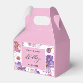 Caja Para Regalos Boda floral rosado morado