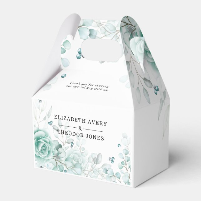 Caja Para Regalos Boda floral Sage greens Personalizado (Front Side)