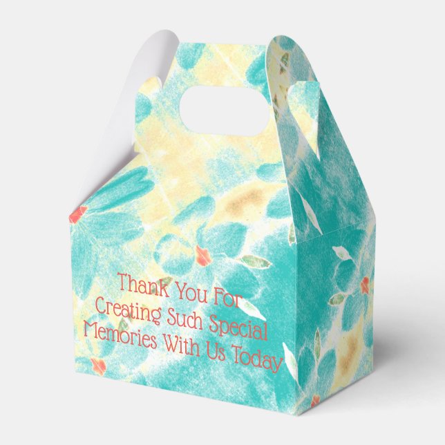 Caja Para Regalos Boda floral verde azulado (Front Side)