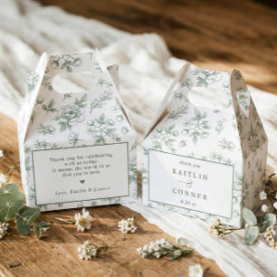 Caja Para Regalos Boda Floral Victoriana Francés Verde Salvia Vintag