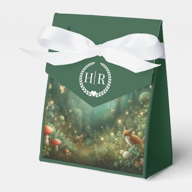 Caja Para Regalos Boda forestal encantado de Emerald Green (Front Side)