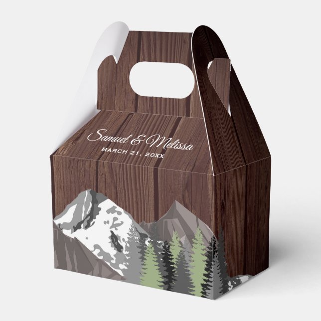 Caja Para Regalos Boda Forestal Rustic Wood Mountain (Front Side)