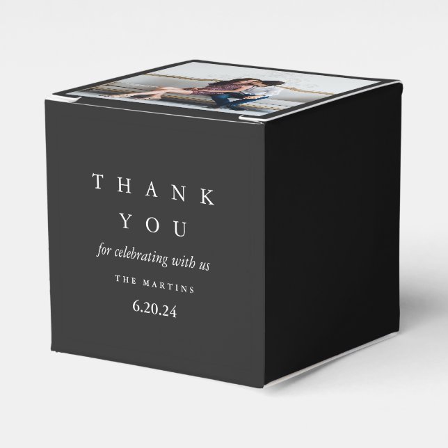 Caja Para Regalos Boda foto personalizada de Black White (Costado Anverso)