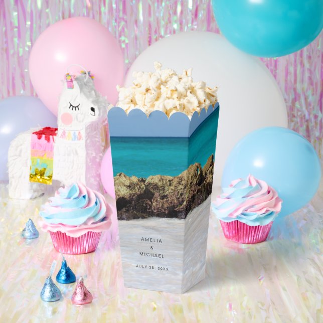 Caja Para Regalos Boda Foto Playa Arenosa Océano Azul (Fiesta)