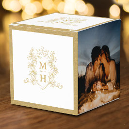 Caja Para Regalos Boda fotográfico de oro blanco escudo de la corona