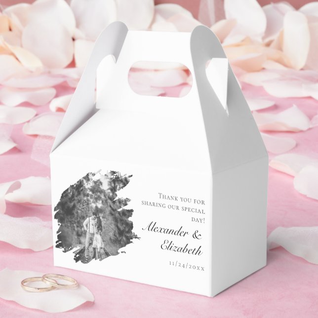 Caja Para Regalos Boda fotográfico de pincel moderno | Blanca (Boda)