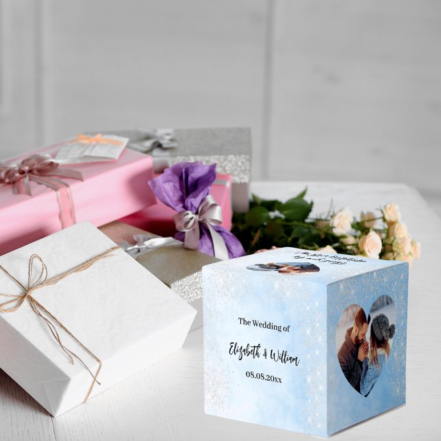 Caja Para Regalos Boda fotográfico de purpurina azul claro (Subido por el creador)