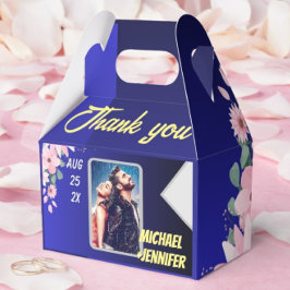 Caja Para Regalos Boda fotográfico del Personalizado Floral Blue Hea