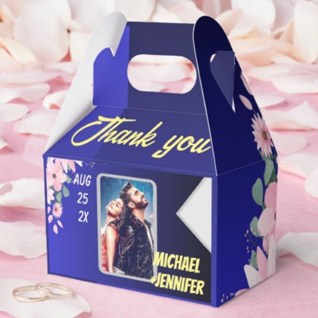 Caja Para Regalos Boda fotográfico del Personalizado Floral Blue Hea (Subido por el creador)