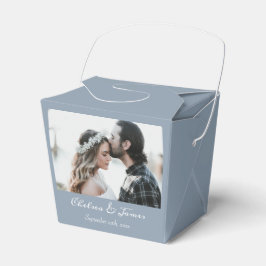 Caja Para Regalos Boda fotográfico Dusty Blue Elegant Calligraphy