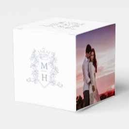 Caja Para Regalos Boda fotográfico gris plateado de la corona del mo