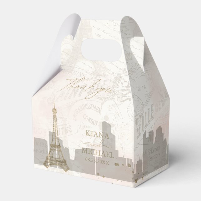 Caja Para Regalos Boda francés de romance Gracias V2 Rubor ID870 (Front Side)