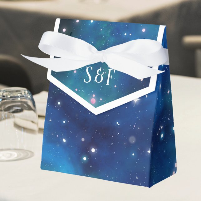 Caja Para Regalos Boda Galáctica Espacial Celeste Moderna (Subido por el creador)
