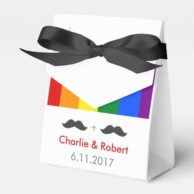 Caja Para Regalos BODA gay LGBT Mustaches Rainbow (Front Side)