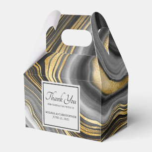 Caja Para Regalos Boda Geode de Oro y Agate Gris Modernos