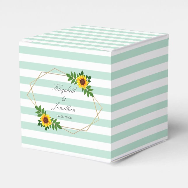 Caja Para Regalos Boda geométrico de girasol (Costado Anverso)